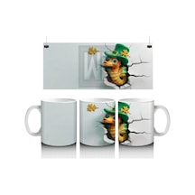 Şapkalı St. Patrick S Temalı Sevimli Yılan Figürü - Baskılı Kahve Kupası Renkli