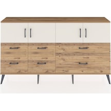 Arges Konsol 4 Raflı 6 Çekmeceli 4 Kapaklı 176x30x99 Çam-aytaşı/çam Aytası/atlas Çam - Atlas Çam