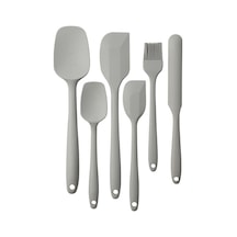 Kosona 700 F Yüksek Sıcaklığa Dayanıklı 6 Parça Yemek Grubu Silikon Spatula Seti Gri - Fritöz, Pişirme Ve Döndürme İçin