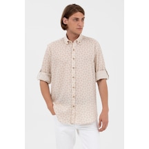 U.S. Polo Assn. U S Polo Assn Düğmeli Yaka Katlanabilir Kol Camel Erkek Gömlek 001