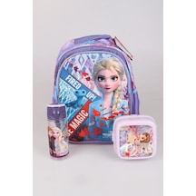 Dekomus Lisanslı Elsa Frozen Salto Ice Magıc "okul Çantası,beslenme Kabı Ve 500 Ml Trıtan Matara Okul Seti Altın