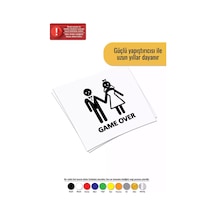 Evlendik Ve Game Over - Araç, Oto, Laptop, Duvar Uyumlu Sticker 15 18 Cm