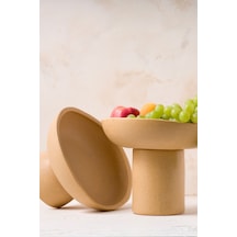 Sateen Mat Bej Ayaklı El Yapımı Küçük Sunum Kasesi 8613