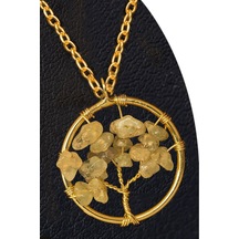 Erilsa Sertifikalı Gold Prehnite - Prinayt Taşı Hayat Ağacı Kolye - Altı Çok Renkli