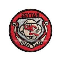 112. Filo Şeytan Nakış Işleme Arma Patch Peç 9×9 Cm Sarı - Siyah
