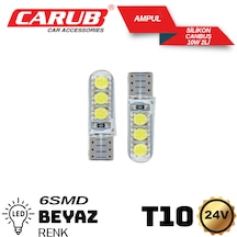 Carub 24volt Dipsiz T10 Led Ampul 6smd Silikon Beyaz Cambus