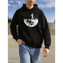 Startmore Tarzsokak Astronotlar Gezegeni Temizliyor Baskılı Erkekler Kapüşonlular Hip Hop Polar Hoodie Moda Bisik Siyah