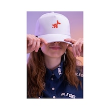 Emybox Unisex Erkek Kadın Gabardin Şapka - Baskılı Minimal Tasarım Cırtcırtlı Ayarlanabilir Şapka Kep Beyaz