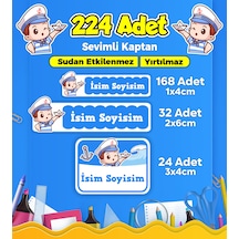 Sevimli Kaptan Temalı Okul Kreş Kişiye Özel İsim Etiket Seti - Model 331 Çok Renkli