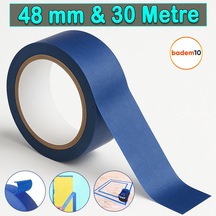 Maskeleme Bandı Boyacı Tadilat Mavi Kağıt Bant 48 Mm X 30 M Ahşap Cam Metal Oto Boya Yüzey Koruma