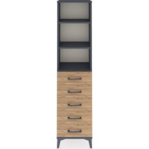 Arges Dolap 3 Raflı 5 Çekmeceli 44x30x182 Antrasit-çam Antrasit