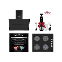 Simfer Turbo Siyah Ankastre Set (7327 Fırın + 3500 Ocak + 8678 Davlumbaz)