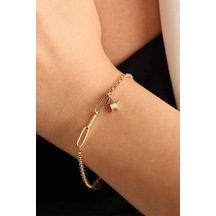 Çgk Çiğdem Gürel Kuyumculuk Yıldız Detaylı Minimal Doç Bileklik Çok Renkli