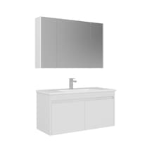 Orka Arno 100 Cm Parlak Beyaz Kapaklı Banyo Dolabı Takımı Beyaz