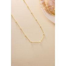 925 Ayar Gümüş Gold Kaplama Zirkon Taşlı Çubuk Model Kolye