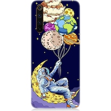 Realme 6 Pro Uyumlu Silikon Kılıf Astronot Ve Gezegenler
