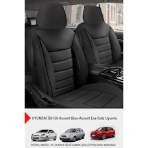 Jet Deri Oto Koltuk Kılıfı - Hyundai İ20-i30-accent-blue-era-getz Uyumlu Siyah