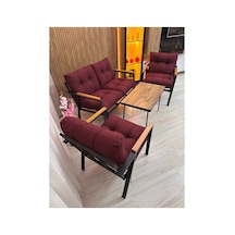 Houseart Menekşe Balkon, Bahçe,teras,cafe - Salon - Metal Kanepe Koltuk Takımı - 2 1 1 Sehpa Bordo