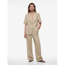 Koton Cepli Kısa Kollu Keten Blazer Ceket Bej 6sak50075pw Ekru