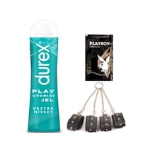 Durex Play Ekstra Hisset Bay Bayan Uyarıcılı Jel 50 Ml + Siyah Deri El Ayak Kelepçesi + Hediye