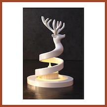 Bezos 3d Baskı Spiral Ren Geyiği Mumluk Yılbaşı Dekoratif Ren Geyiği Tealight Mum Tutucu - Beyaz Pro