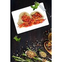 Kurutulmuş Biber Desenli Cam Kesme Tahtası 30 Cm X 40 Cm