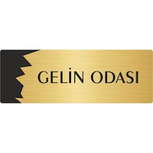 Metal Departman Kapı İsimliği, Yönlendirme Levhası Gelin Odası 7x20 Cm Altın Renk