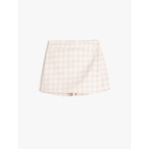Koton Ekoseli Beli Lastikli Kruvaze Şort Etek Pembe Ekose 5smg40030aw Pembe Ekoseli Pembe
