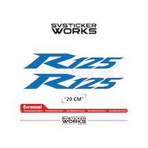 Yamaha R125 Uyumlu Yazı Sticker Yüksek Kalite Özel Kesim Folyo 2'li Set Mavi