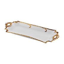 Camelia Gold Dikdörtgen Kulplu İnce 44x18x3 Beyaz - Altın