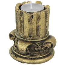 Mumluk Şamdan Tealight Mum Uyumlu Tarihi Sütun Model - Altın Eskitme