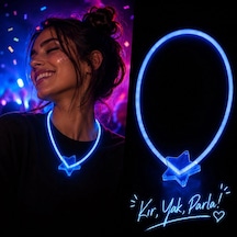 Fosforlu Yıldız Parti Kolyesi Neon Işıklı Kolye Mavi Renk Renkli
