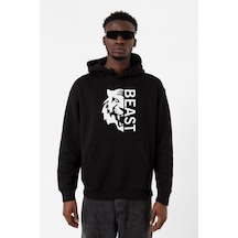 Mr Beast Half Face Siyah Erkek 3ip Kapşonlu Sweatshirt 001