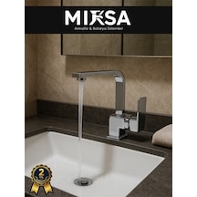 Lüx Krom Kare Lavabo Bataryası, Musluğu, Ağır Gövde Kaliteli