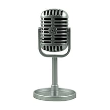 Padalink Retro Simülasyon Mikrofon, Film Ve Fotoğraf Çekimleri İçin Gerçekçi Sahne Propsu, Gümüş Rengi Oyuncağı