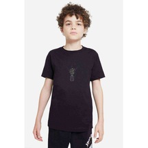 Vazo Gezegenler Baskılı Unisex Çocuk Siyah T-Shirt