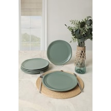 Mat Yeşil Bloom Pasta Tabağı 24 Cm 6 Adet 322 Açık