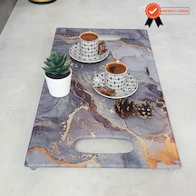Decorita Cam Tepsi Gold Mermer Desen 29Cm X 52Cm
