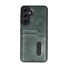 Samsung Uyumlu  Galaxy A36 Kılıf Sara Kartvizitli Deri Kılıf - Koyu Yeşil 0.2M-Çok Renkli