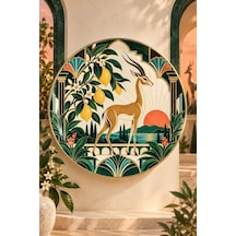 Dekoratif Duvar Tabağı Limonlu Art Deco Bahçe Dekorlu Seramik Tabak Kahverengi