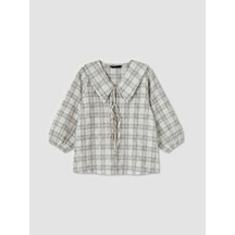 Lc Waikiki Ekru Bebe Yaka Ekose Bluz