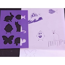 3d Baskı Hayvan Figürleri Çizim Şablonu - Çoklu Desen Kalıbı - Mor