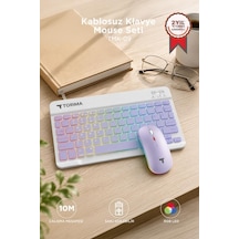 Özel Üretim Kablosuz Klavye Mouse Seti Tmk09 Mor Ekipman Set Masaüstü