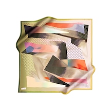 Geometrik Desenli Pierre Cardin Crepe Saten Eşarp Sarı-yeşil Sarı-yeşil