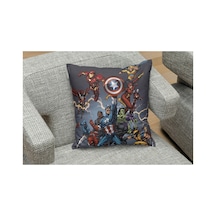 Avengers Heroes Gri Desenli Kare Yastık Kılıfı Grı