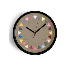 Soyut - Geometrik Temalı Modern Duvar Saati - 30cm - Önü Camlı Siyah Kasa - Sessiz Mekanizma-jh0049 Siyah