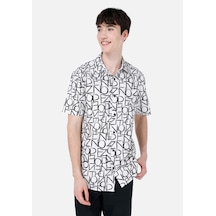 Colin's Colins Regular Fit Shirt Neck Baskılı Erkek Beyaz Kısa Kol Gömlek Cl1067585 Q1.v1 Wht Beyaz
