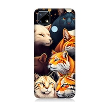 Realme C17 Uyumlu Silikon Kılıf Renki Kedi Türleri