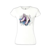 Buz Pateni Beyaz Kadın Tshirt 001