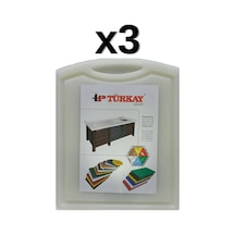 3'lü Türkay 32.5x26.5x1 Cm Saplı-oluklu Polietilen Kesme Tahtası Kesim Levhası Naturel/beyaz 1237